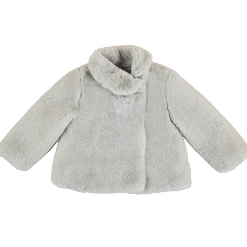 Mayoral Light Gray Faux Fur Coat for Kids 0084